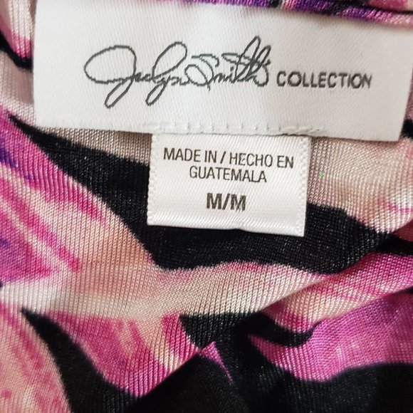 Black + Pink Jungle Palm Print Stretchy Top - Picture 3 of 3